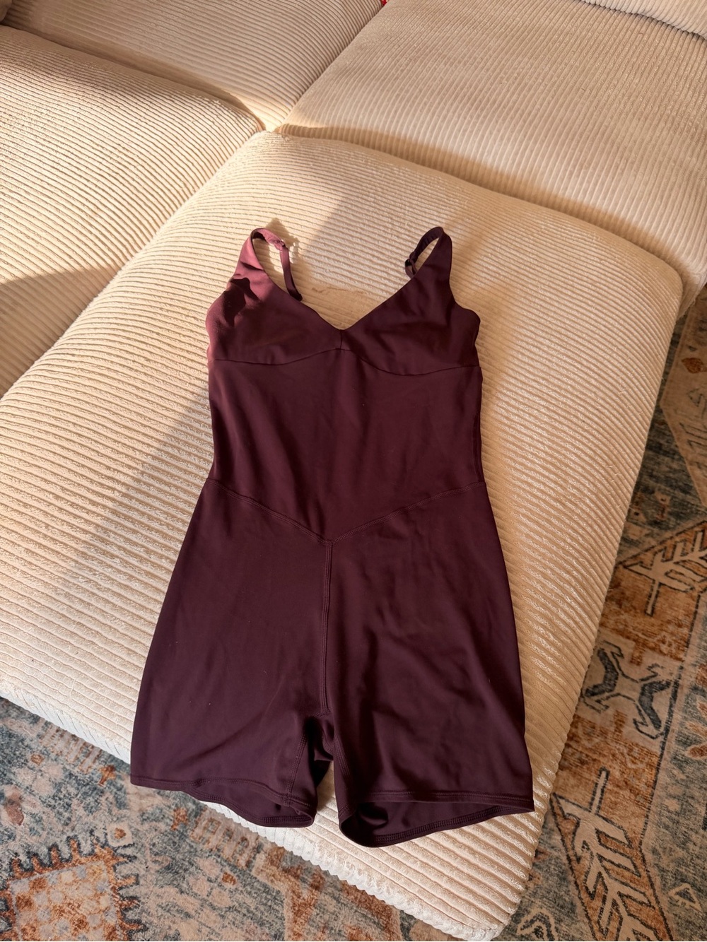 Fabletics Sculpting Bodysuit Romper in Plum